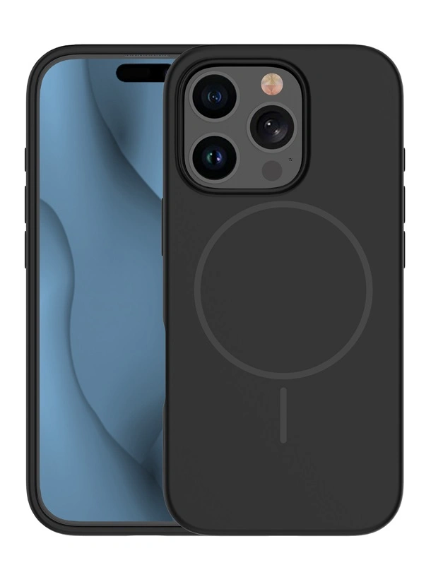 Smart iPhone 16 Pro Max silikoninis Magsafe dėklas, juoda, 2 nuotrauka